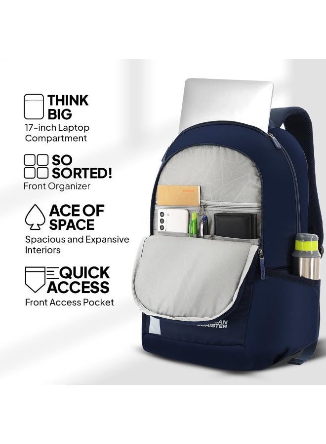 AMERICAN TOURISTER Slate 2.0 Backpack 02, 34L Capacity, Polyester, Navy Blue|Fits 15.6" Laptop|Designed For Comfort|Voluminous Front Pocket|Lightweight|Bottle Holder - 1 Year International Warranty - Image 3