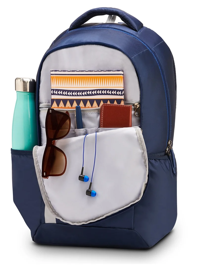 American Tourister Navy Blue Slate 2.0 Backpack 02, 34L Capacity, Polyester, Navy Blue|Fits 15.6" Laptop|Designed For Comfort|Voluminous Front Pocket|Lightweight|Bottle Holder - 1 Year International Warranty  | Best Price UAE