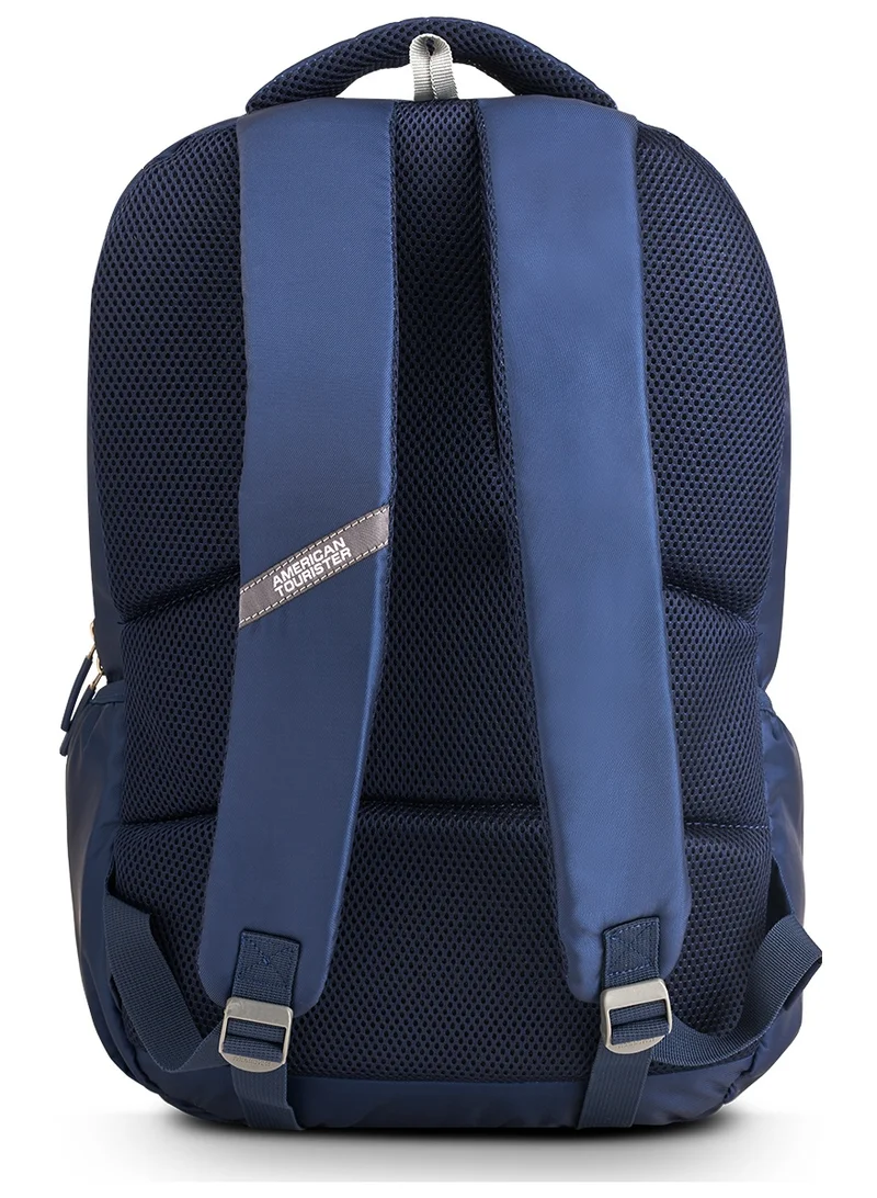 American Tourister Navy Blue Slate 2.0 Backpack 02, 34L Capacity, Polyester, Navy Blue|Fits 15.6" Laptop|Designed For Comfort|Voluminous Front Pocket|Lightweight|Bottle Holder - 1 Year International Warranty  | Best Price UAE