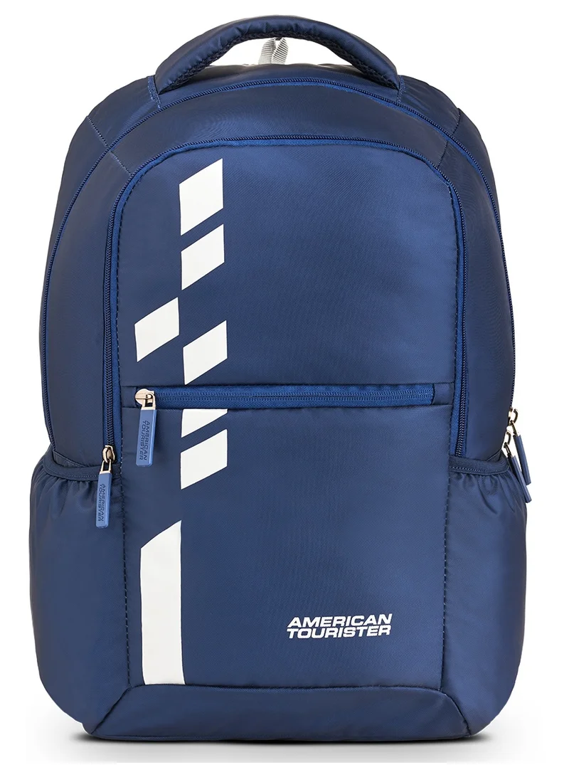 American Tourister Navy Blue Slate 2.0 Backpack 02, 34L Capacity, Polyester, Navy Blue|Fits 15.6" Laptop|Designed For Comfort|Voluminous Front Pocket|Lightweight|Bottle Holder - 1 Year International Warranty  | Best Price UAE