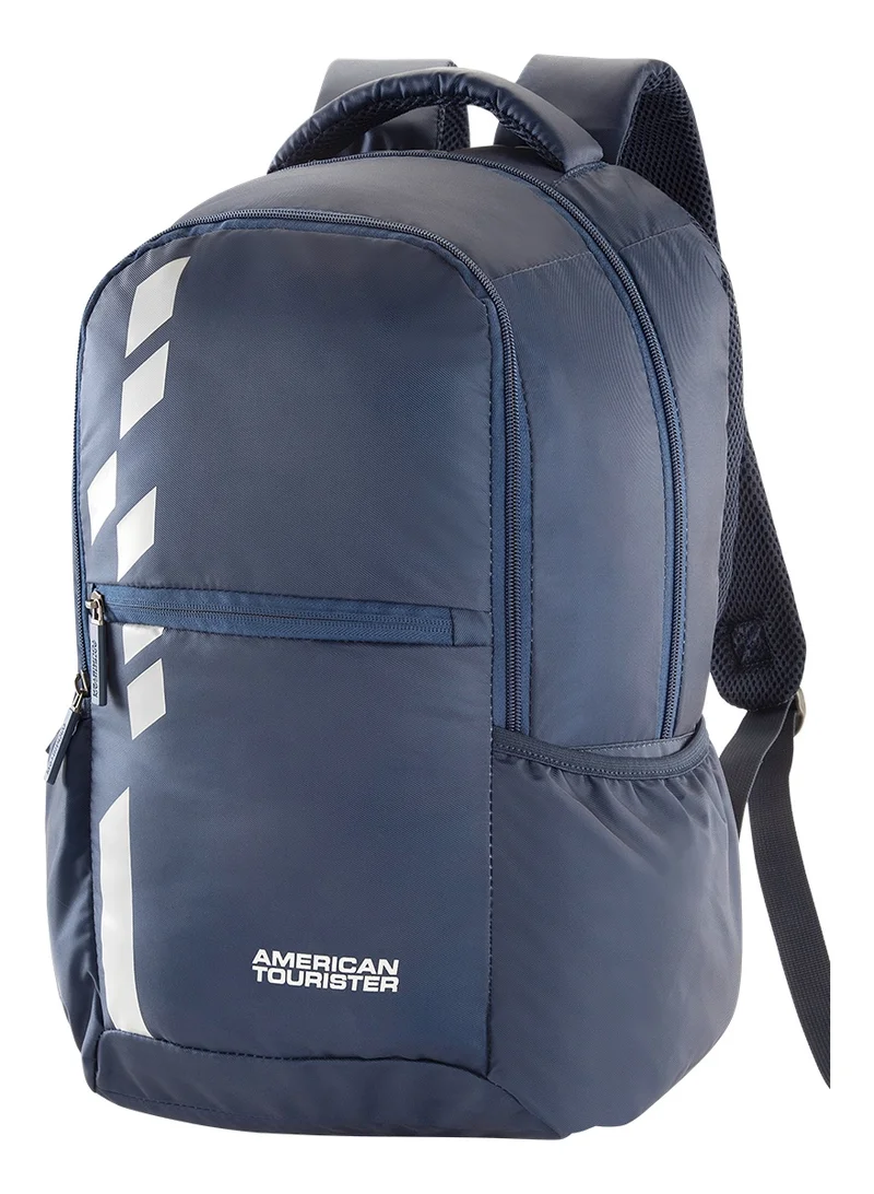American Tourister Navy Blue Slate 2.0 Backpack 02, 34L Capacity, Polyester, Navy Blue|Fits 15.6" Laptop|Designed For Comfort|Voluminous Front Pocket|Lightweight|Bottle Holder - 1 Year International Warranty  | Best Price UAE