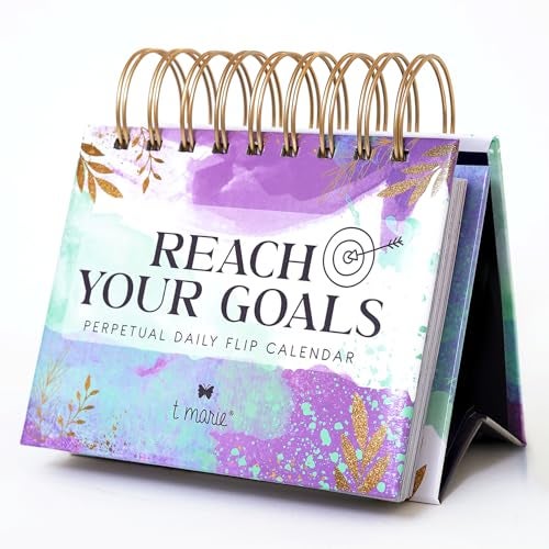 T MARIE 2026 Reach Your Goals Daily Desk Calendar - Motivational Gift and Positive Affirmations for Women - Perpetual Calendar, Cute Office Decor, Gratitude and Self Care Gifts for Women, Inspirational Desk Accessories - Image 1