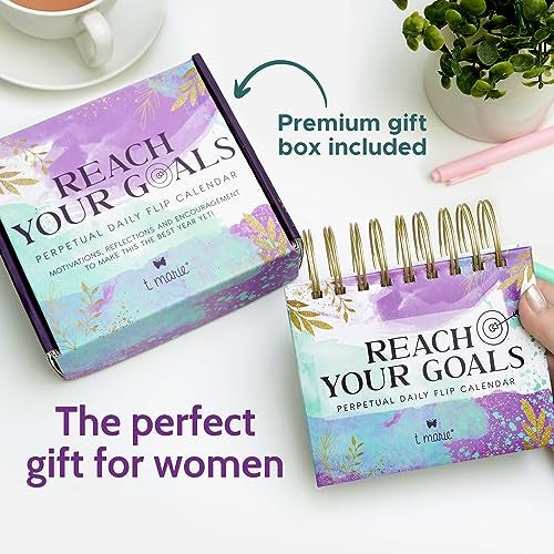 T MARIE 2026 Reach Your Goals Daily Desk Calendar - Motivational Gift and Positive Affirmations for Women - Perpetual Calendar, Cute Office Decor, Gratitude and Self Care Gifts for Women, Inspirational Desk Accessories - Image 3