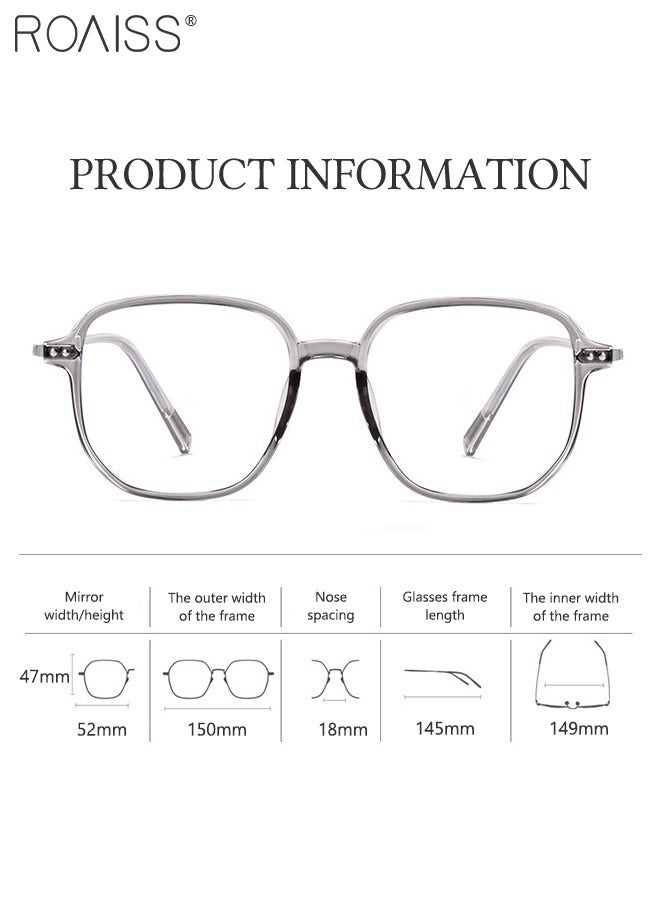 رويس نظارات حجب الضوء الأزرق، فلتر الضوء الأزرق، نظارات قراءة الكمبيوتر، الألعاب، الهواتف التلفزيونية، نظارات مربعة أنيقة مضادة لإجهاد العين والصداع للرجال والنساء، رمادي شفاف 52 مم - Image 3