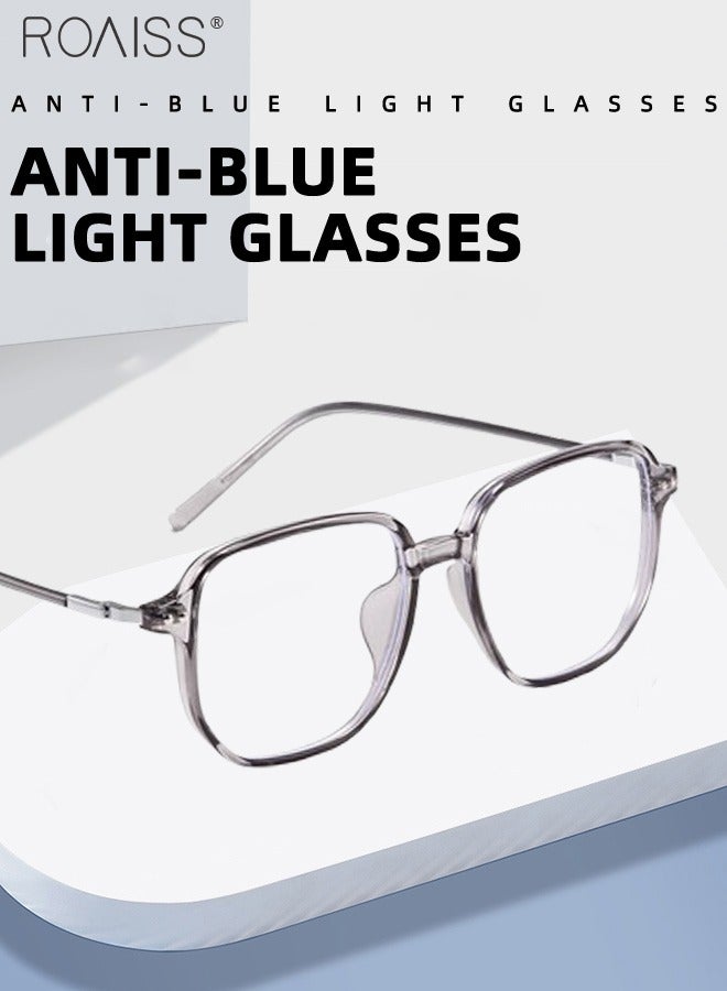 رويس نظارات حجب الضوء الأزرق، فلتر الضوء الأزرق، نظارات قراءة الكمبيوتر، الألعاب، الهواتف التلفزيونية، نظارات مربعة أنيقة مضادة لإجهاد العين والصداع للرجال والنساء، رمادي شفاف 52 مم - Image 5