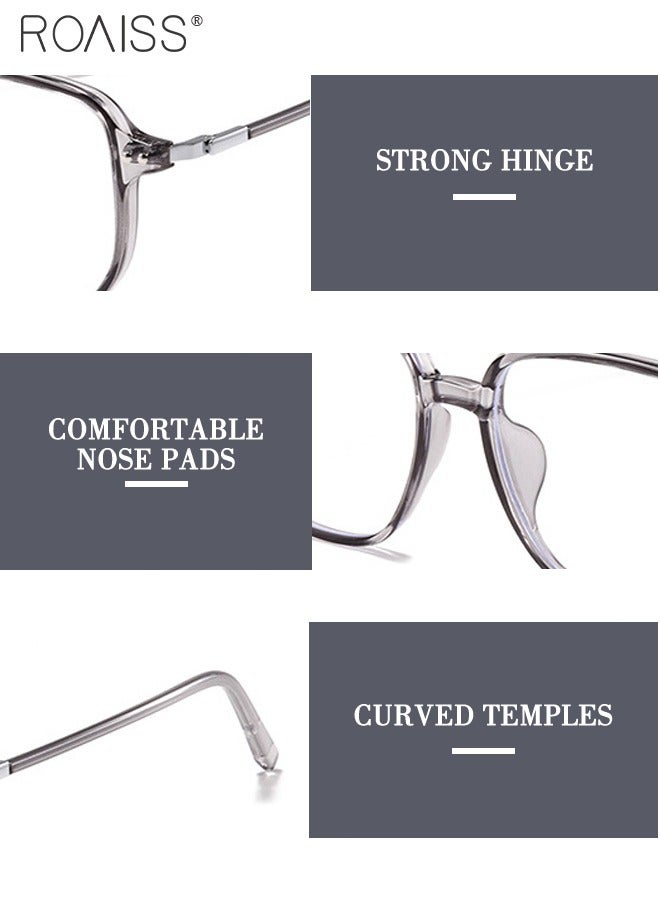 رويس نظارات حجب الضوء الأزرق، فلتر الضوء الأزرق، نظارات قراءة الكمبيوتر، الألعاب، الهواتف التلفزيونية، نظارات مربعة أنيقة مضادة لإجهاد العين والصداع للرجال والنساء، رمادي شفاف 52 مم - Image 4