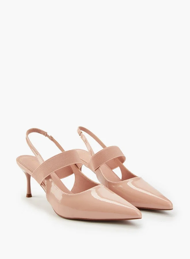 Flora Bella By Shoexpress Flora Bella Solid Pointed Toe Slingback Shoes With Stiletto Heels