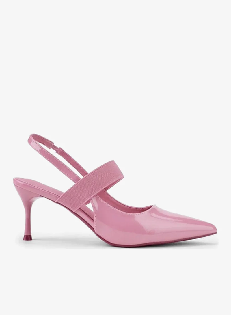 Flora Bella By Shoexpress Flora Bella Solid Pointed Toe Slingback Shoes With Stiletto Heels