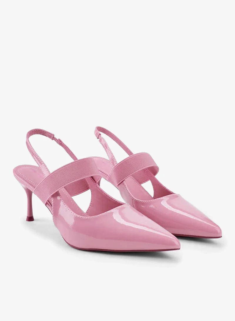 Flora Bella By Shoexpress Flora Bella Solid Pointed Toe Slingback Shoes With Stiletto Heels