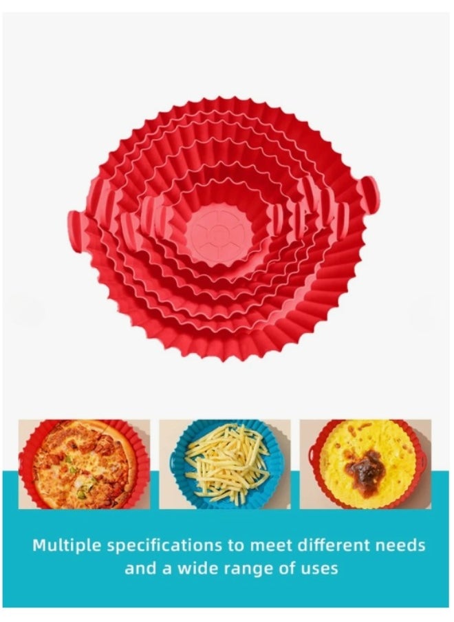 Happy Home - Silicone Air Fryer Pot Oven Basket Food Safe Reusable Air Fryer Oven Accessories Pot, Replacement Parchment Paper Liners, Home Kitchen Supplies (Red- 6 Pack) - Image 1