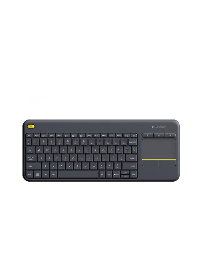 Logitech K400 Plus Wireless Livingroom Keyboard with Touchpad for Home Theatre PC Connected to TV, Customizable Multi-Media Keys, Windows, Android, Laptop/Tablet, Arabic Keyboard Black - Image 1