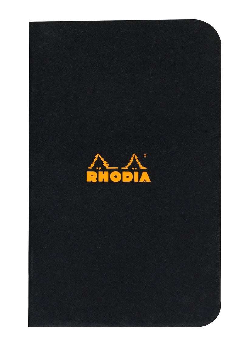 Rhodia Slim Staplebound Notebooks - Graph 48 sheets - 3 x 4 3/4 in. - Black cover
