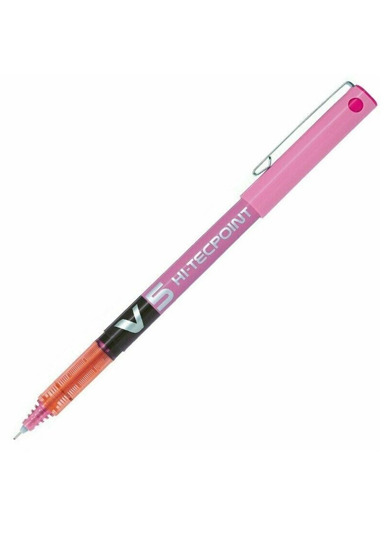 PILOT 4-Piece Hi-tecpoint V5 Fine Rollerball Pen Pink Ink  - Image 2