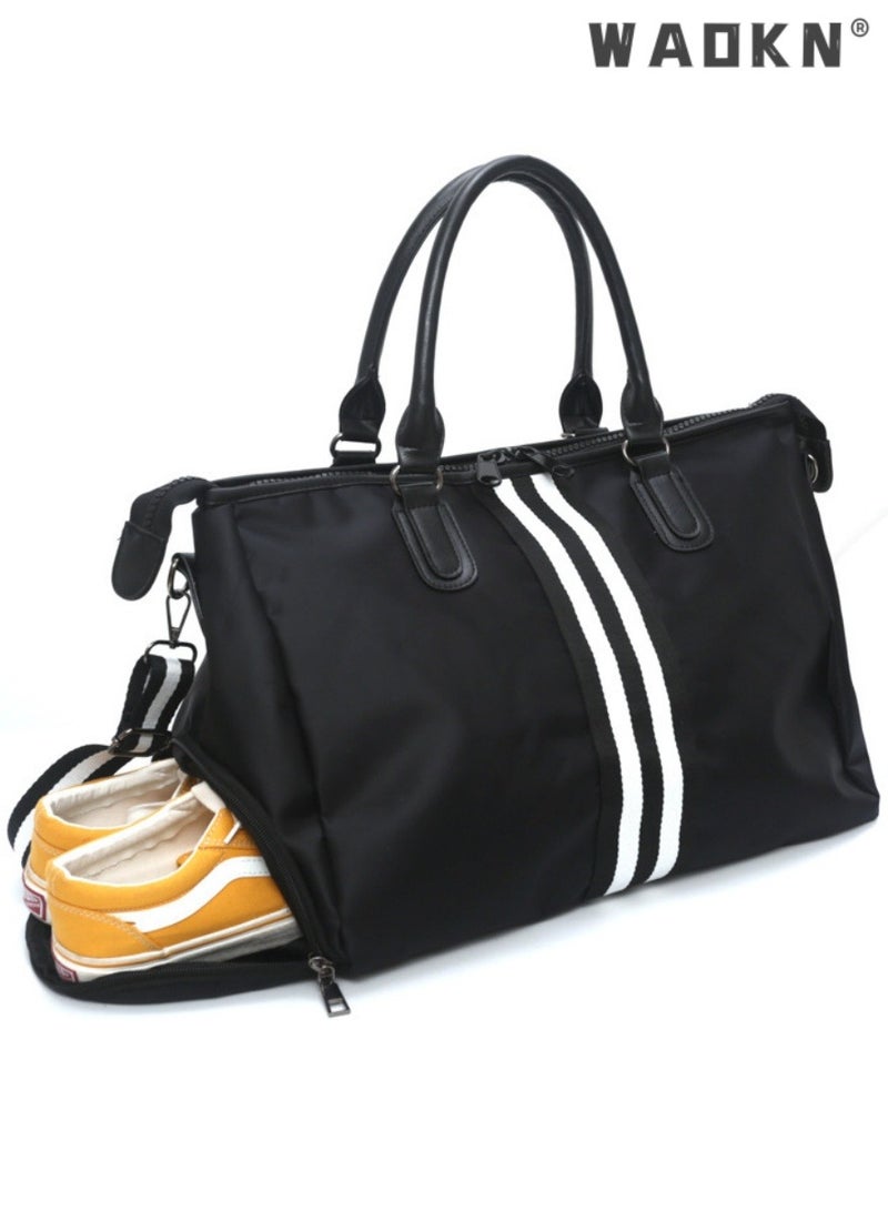 WAOKN Travel Large Capacity Duffel Tote Bag for Women Men,Foldable Portable Expandable Moving Bag,Fashion Sports Fitness Gym Yoga Luggage Crossbody Handbag,Portable Independent Shoe Compartment Yoga Bag - Image 1