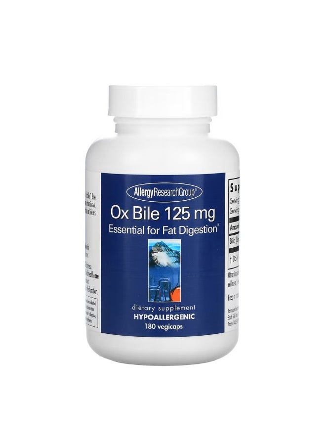 Allergy Research Group - Ox Bile 125 mg 180 Vegicaps - Image 1
