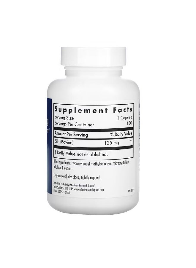 Allergy Research Group - Ox Bile 125 mg 180 Vegicaps - Image 1