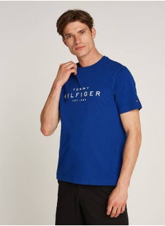 TOMMY HILFIGER Men's Big Hilfiger T-shirt - Cotton, Blue  - Image 1