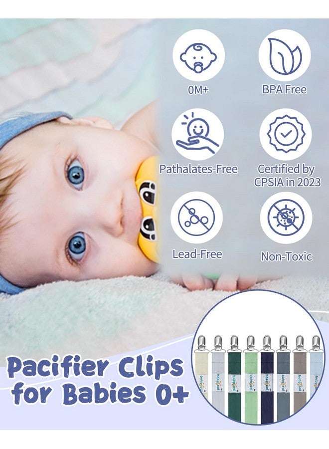 بيبي جول مشابك مصاصة بيبي جول محايدة، عبوة من 8 مشابك حامل مصاصة للأطفال الأولاد والبنات، تناسب معظم أنواع المصاصات، والملاهي، وعضاضات الأطفال، والألعاب والهدايا 8MP41-B - Image 1