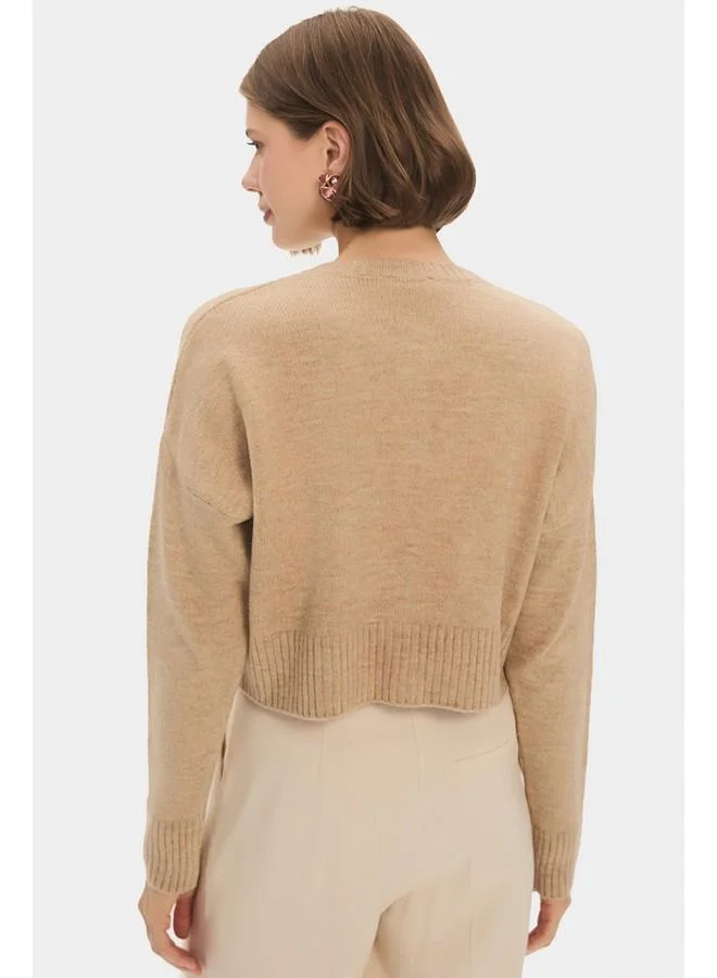 جون June Women Soft Textured Knitwear Cardigan Beige