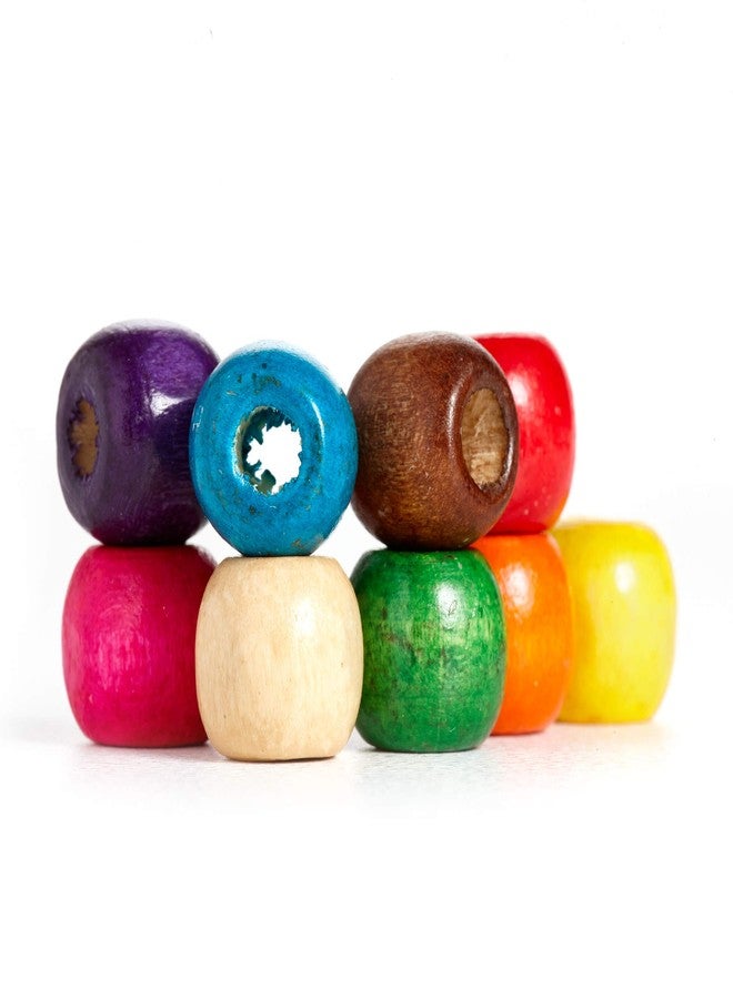 Craft Making Shop 150 Large Hole Wood Beads for Crafts and Macrame 12mm x 11mm Barrel Hair Beads with 4mm Large Hole Multicolor Assortment, 150 - Image 2