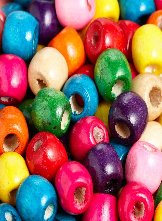 Craft Making Shop 150 Large Hole Wood Beads for Crafts and Macrame 12mm x 11mm Barrel Hair Beads with 4mm Large Hole Multicolor Assortment, 150 - Image 3