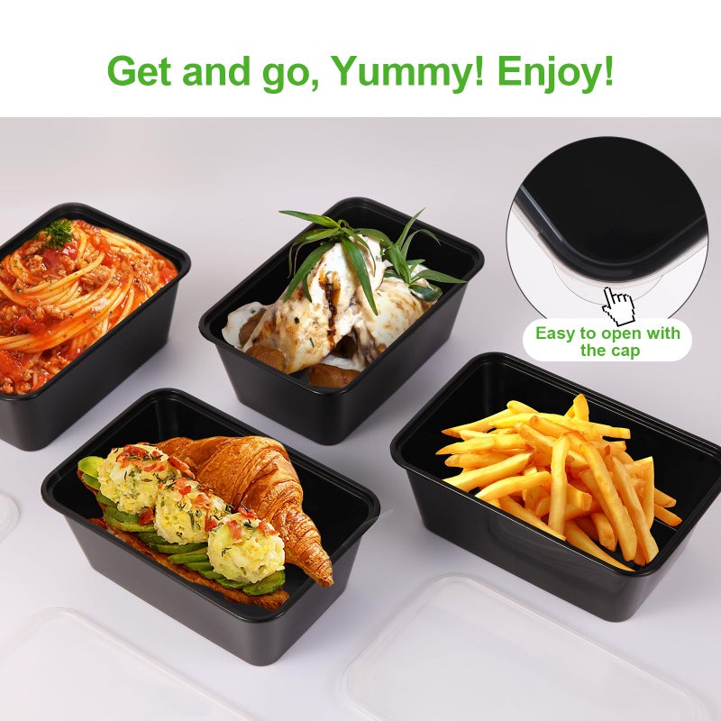 Evmliy 10Pack 28oz Meal Prep Containers Disposable Food Storage Containers with Lids, 1-Compartment Reusable Food Storage Plastic Stackable To Go Boxes Microwave, Freezer, Dishwasher Safe - Image 2