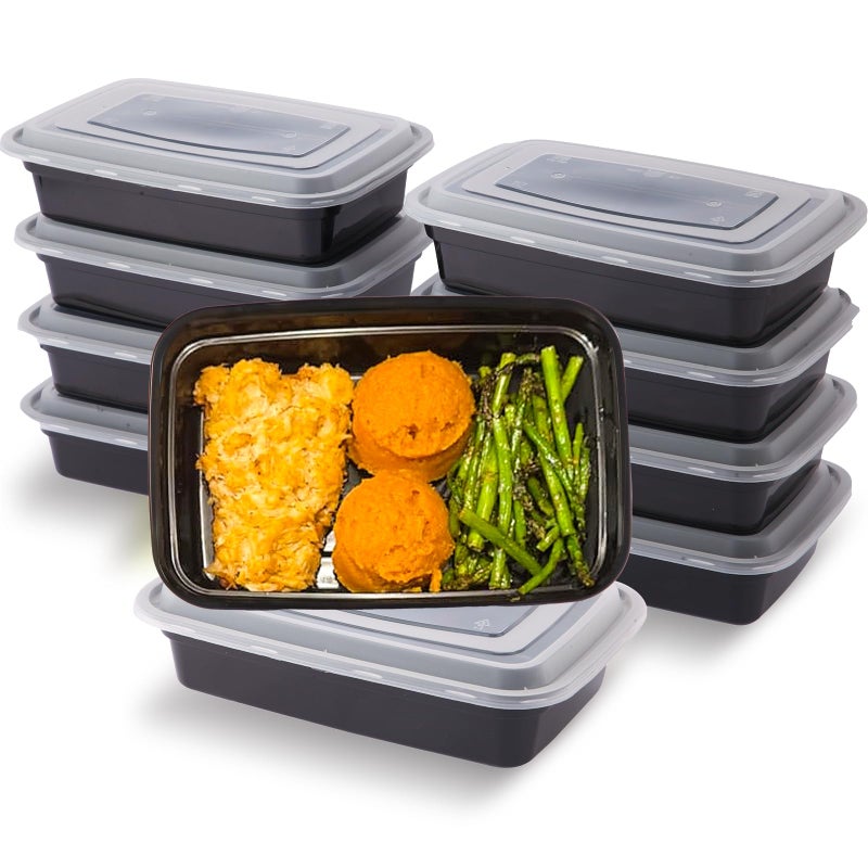 Evmliy 10Pack 28oz Meal Prep Containers Disposable Food Storage Containers with Lids, 1-Compartment Reusable Food Storage Plastic Stackable To Go Boxes Microwave, Freezer, Dishwasher Safe - Image 1