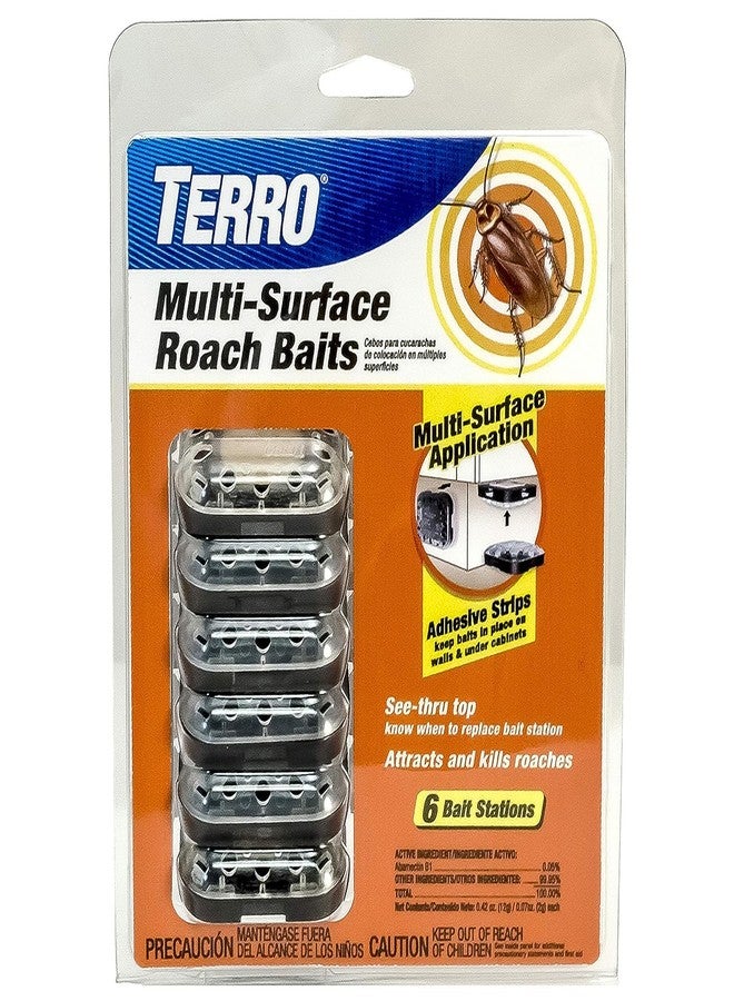 TERRO T500 Indoor Multi-Surface Roach Bait Stations - Indoor Cockroach Killer, 6 Bait Stations, Black - Image 1