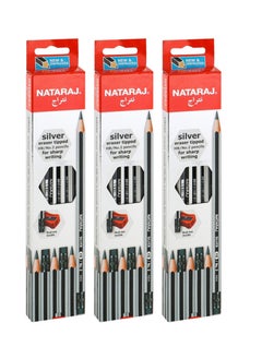 NATARAJ 3-Pack Silver HB Graphite Pencils With Rubber Tips  - Image 3