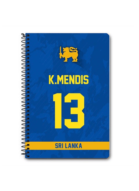 Designer A5 Spiral Notebook Memo Notepad Journal Player - Kusal Mendis, Jersey Number -13 (With Logo)