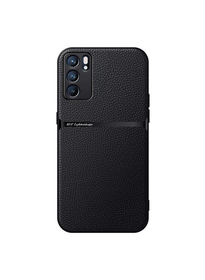 اس-توب جراب لهاتف OPPO Reno6 5G مصنوع من جلد الليتشي المغناطيسي بتغطية كاملة ومضاد للصدمات - Image 1