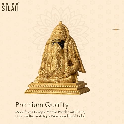 SILAII Pillayarpatti Karpaga Vinayagar Idol – Sacred Wish-Granting Ganesha Murti Showpiece & Statue for Home Decor, Pooja Room, House Warming Gifts (Gold, 6 INCHES) - Image 5