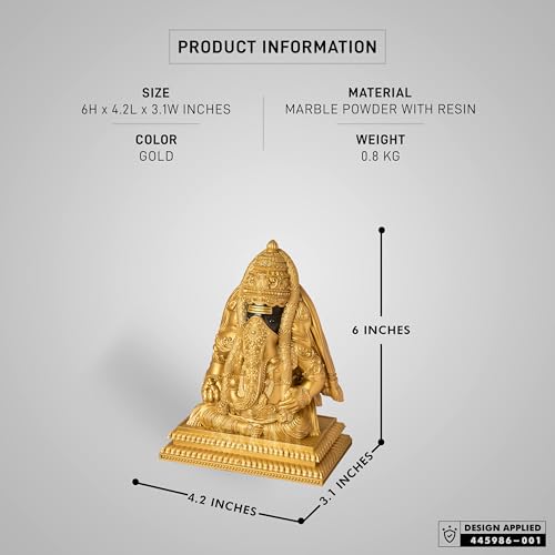SILAII Pillayarpatti Karpaga Vinayagar Idol – Sacred Wish-Granting Ganesha Murti Showpiece & Statue for Home Decor, Pooja Room, House Warming Gifts (Gold, 6 INCHES) - Image 2