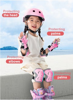 URbazaar 7 PCS Kids Helmet Adjustable Protective Gear Set with Elbow Knee Wrist Pads for Multi-Sports Skateboarding Bike Riding Scooter Inline skatings Longboard Roller Skate  - Image 3