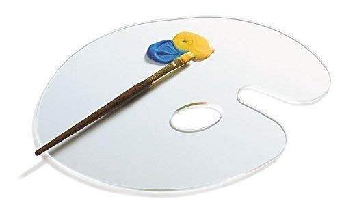 SCHUBERT Clear Acrylic Paint Palette Oval Shaped Artist Painting Palette Non-Stick Oil Paint Palette with Thumb Hole and Protective Brown Paper for DIY Art Craft Painting(30cmx20cm) - Image 1