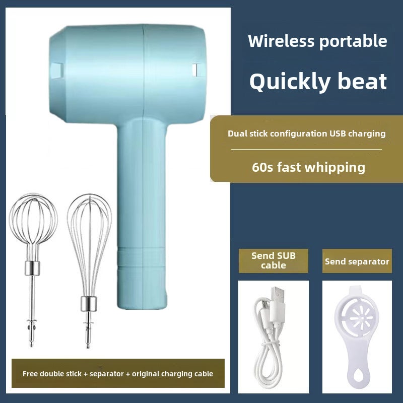 Cordless Electric Egg Beater Rechargeable Mixer[Double stick] Blue [Double stick] Blue