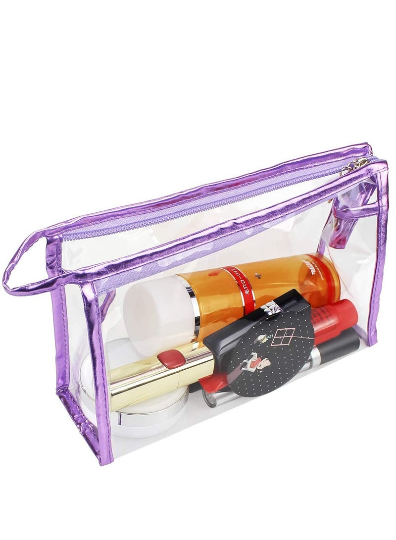 KASTWAVE 5 Pcs Transparent Waterproof Cosmetic Bag, PVC Vinyl Zippered Wash Bag Travel Business Vacation, Bathroom and Organizing Bag Travel Set for Men, Women and Kids - Image 2