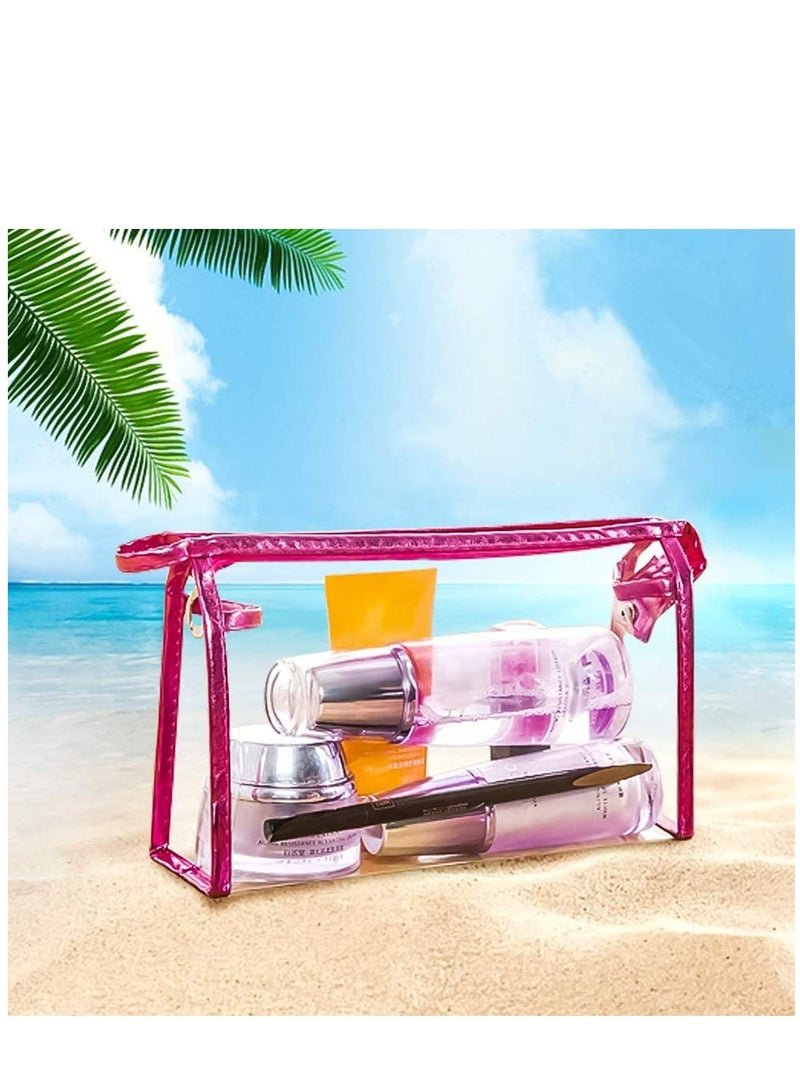 KASTWAVE 5 Pcs Transparent Waterproof Cosmetic Bag, PVC Vinyl Zippered Wash Bag Travel Business Vacation, Bathroom and Organizing Bag Travel Set for Men, Women and Kids - Image 5