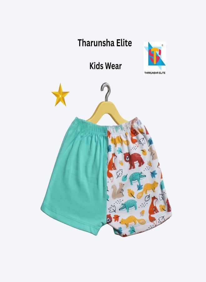 THARUNSHA ELITE مجموعة ملابس الأطفال THARUNSHA ELITE، طقم تيشيرتات وسراويل قصيرة من القطن للأولاد والبنات، طقم رقم 1 (1، أخضر، 9-12 شهرًا) - Image 5