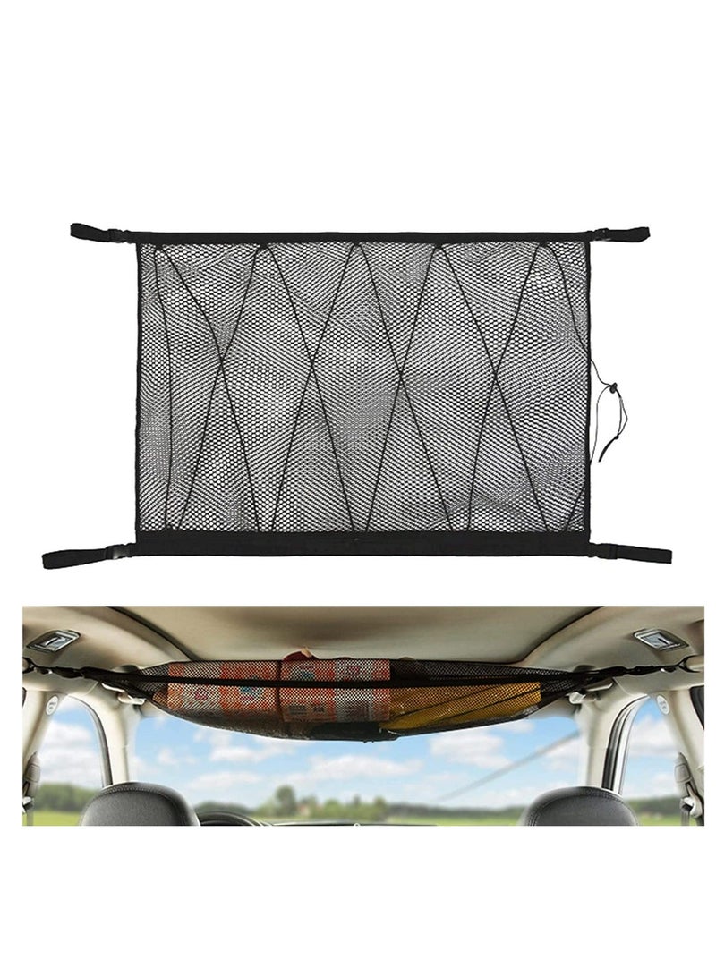 Captaintech Car Ceiling Cargo Net Pocket for SUV, 35.5"x25.5" Car Roof Storage Organizer, Long Trip Camping Storage Bag Tent Putting Quilt Children's Toy Towel Sundries Interior Accessories - Image 1