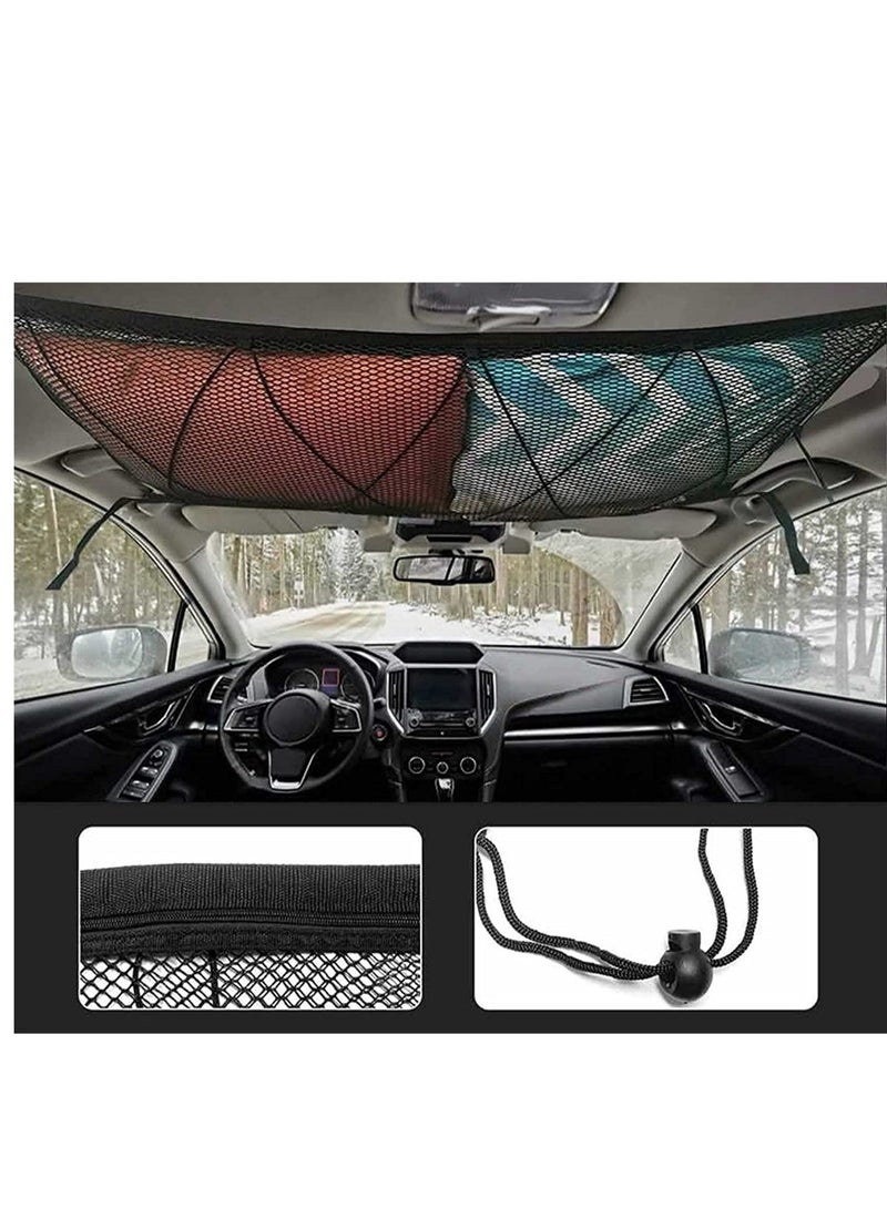 Captaintech Car Ceiling Cargo Net Pocket for SUV, 35.5"x25.5" Car Roof Storage Organizer, Long Trip Camping Storage Bag Tent Putting Quilt Children's Toy Towel Sundries Interior Accessories - Image 2