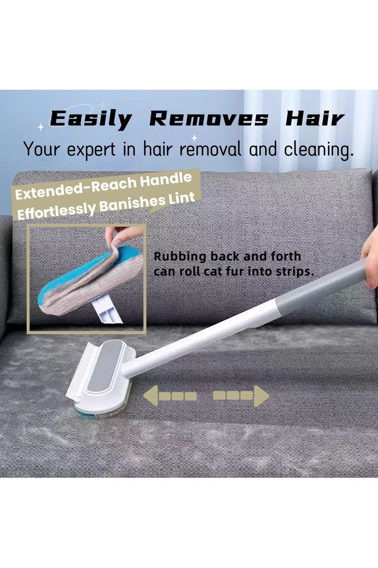 4 in 1 Pet Hair Remover Brush Dual Head Reusable Lint Roller with Adjustable Long Handle for Furniture and Carpet - Image 1