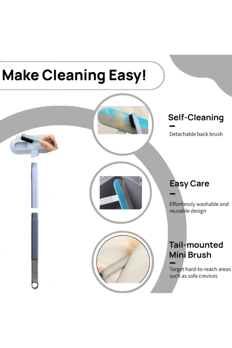 4 in 1 Pet Hair Remover Brush Dual Head Reusable Lint Roller with Adjustable Long Handle for Furniture and Carpet - Image 3