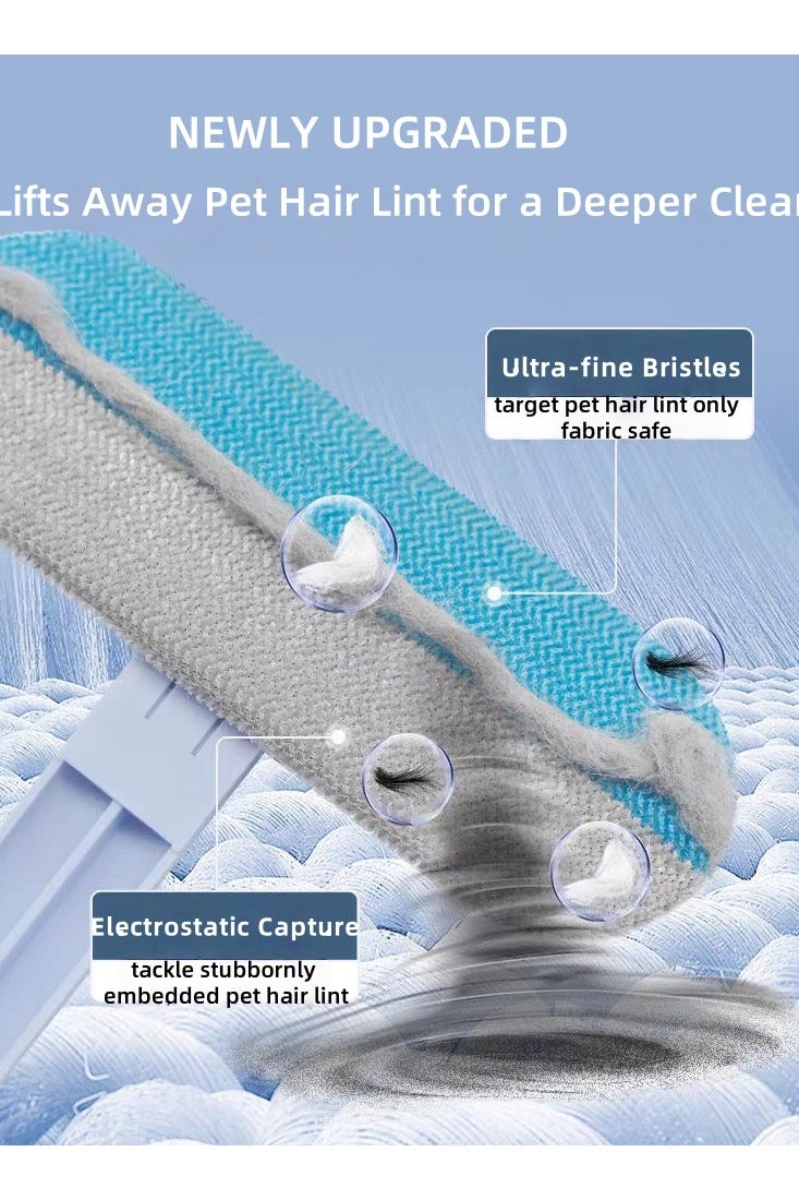 4 in 1 Pet Hair Remover Brush Dual Head Reusable Lint Roller with Adjustable Long Handle for Furniture and Carpet - Image 2