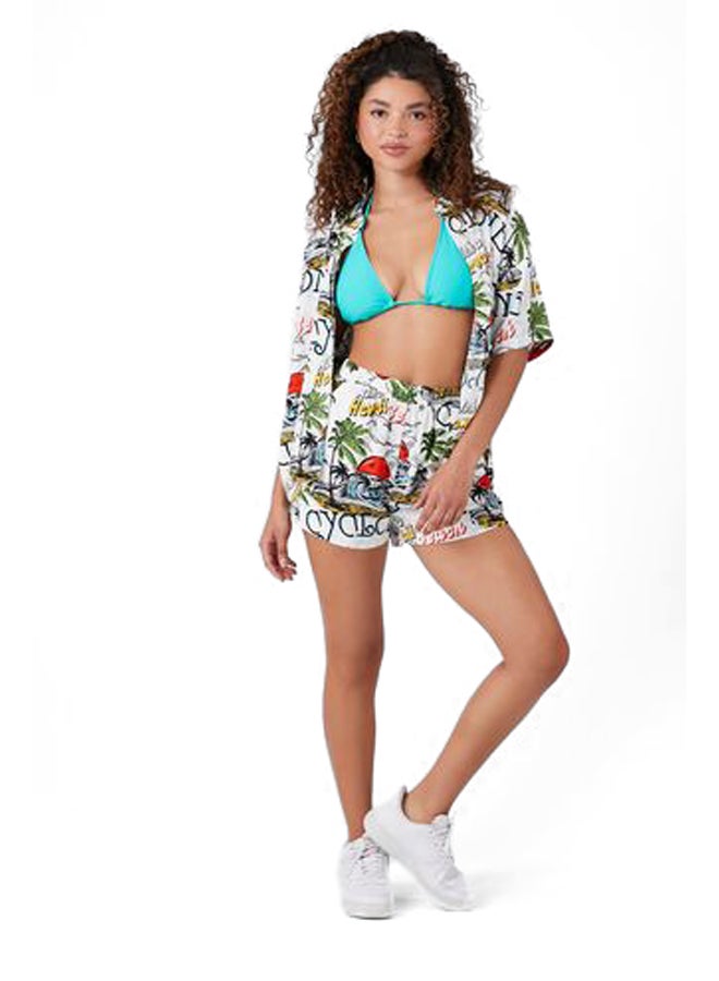 FOREVER 21 شورت برسومات الشاطئ الاستوائي سهل الارتداء - Image 5