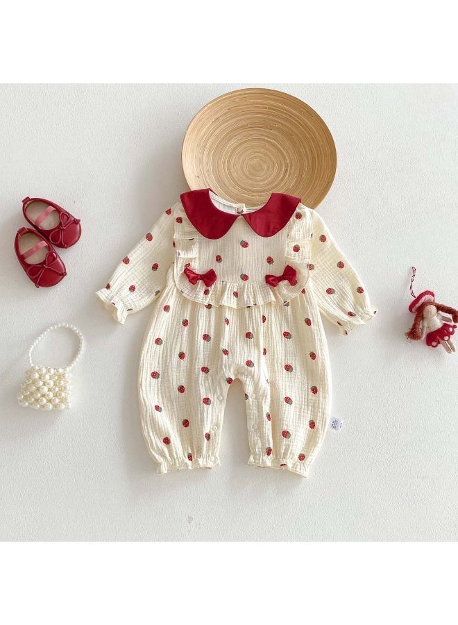 DOOKOO Baby Girls Playsuit with Back ons, Adorable Bodysuit with Colored Polka Dots, Ruffle Sleeve Jumpsuit, Newborn Summer Clothes, Casual Tops for Infants, Easy to Wear and Change Diapers - Image 1