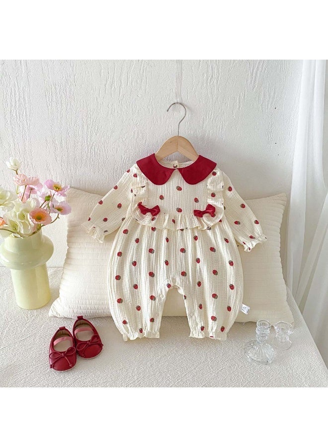 DOOKOO Baby Girls Playsuit with Back ons, Adorable Bodysuit with Colored Polka Dots, Ruffle Sleeve Jumpsuit, Newborn Summer Clothes, Casual Tops for Infants, Easy to Wear and Change Diapers - Image 2