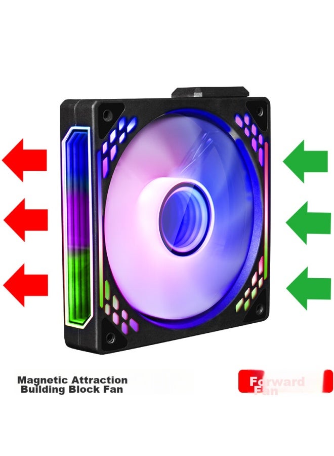 Play Jia Wanjia Tian Magnetic Fan Building Block, Black Forward Single Pack, 12cm Water Cooling Case Fan, Magnetic Wireless Splicing, Argb Light Synchronization, Pwm Temperature Control - Image 1