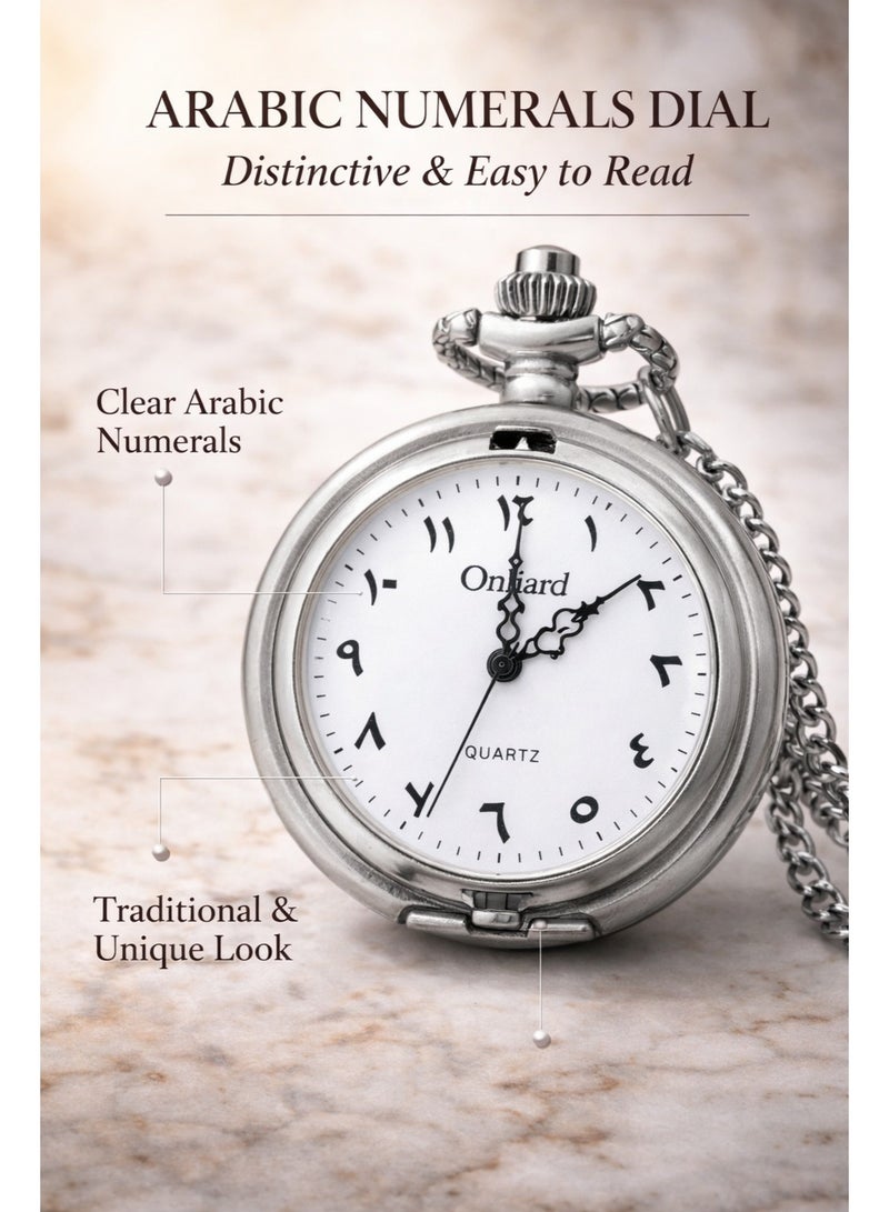 Vintage Pocket Watch Necklace for Men & Women – Paris Eiffel Tower Design – Quartz Pendant Watch with Chain – Antique Bronze & Silver Classic Retro Gift (Silver) - Image 4