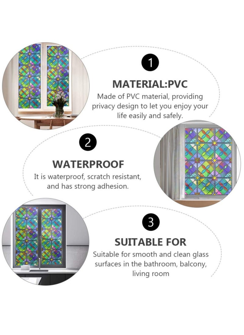 Glass Film for Windows Privacy 3D Colourful Window Privacy Film Stained Glass Diamonds for Home Kitchen Office Bedroom Living Room Bathroom(45*100cm)